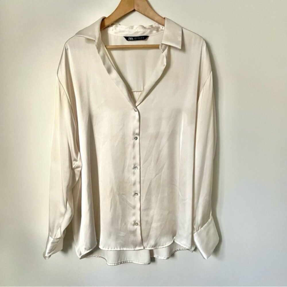 Zara Cream Button-Up Blouse